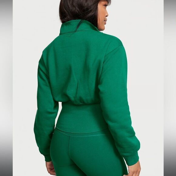 Victoria Secret‎ Cotton Fleece Corset 1/2 zip Mock Neck Green XXL NWT IN PKG - Picture 2 of 7